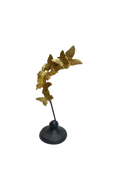 OEM Statuie cu 6 fluturi curbați, rășină 35x14x9 cm, auriu