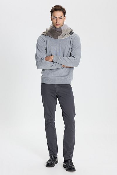 AC&Co / Altınyıldız Classics Men's Gray Melange Standard Fit Normal Cut Full Turtleneck Knitwear Sweater