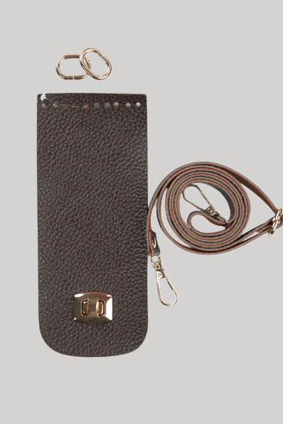 BD fold yarn طقم هاتف بمشبك 8,5x20 سم بني مرير