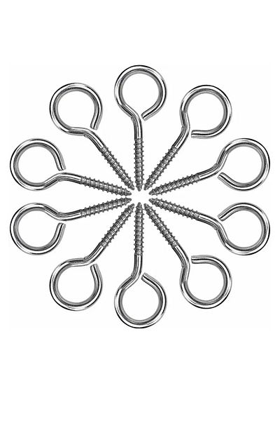 OEM Set of 10 screws with ring, total length 5 cm, stainless steel, silver
