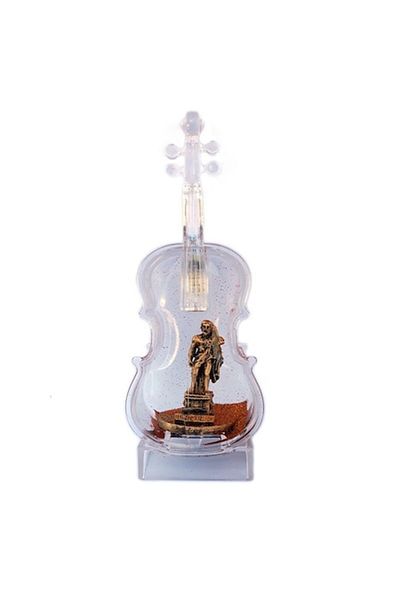 OEM Vioară din plastic cu sclipici și figurină Hercule în interior, 7x17 cm