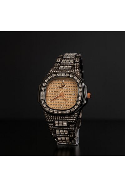 Goldpower Popular Stone Model Calendar Metal Women's Wrist Watch