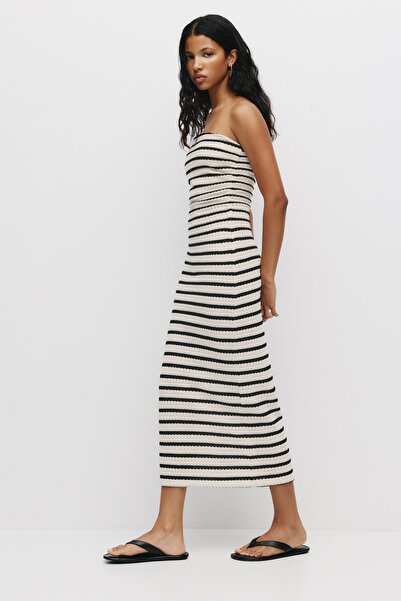 Pull & Bear Knit striped midi dress