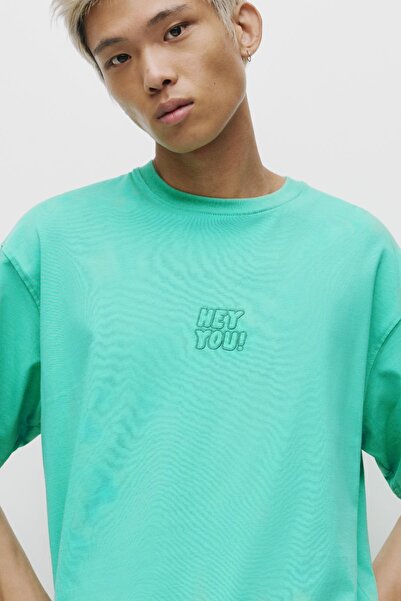 Pull & Bear Text embroidered T-shirt