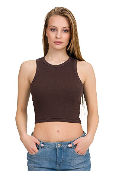 İLKE İÇ GİYİM Women's Halter Neck Elastane Camisole Crop