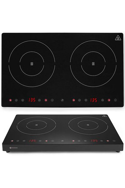 HENDI Kuchenka indukcyjna nastawna z panelem dotykowym 2 pola grzewcze Black Line śr. 22 cm 3500 W