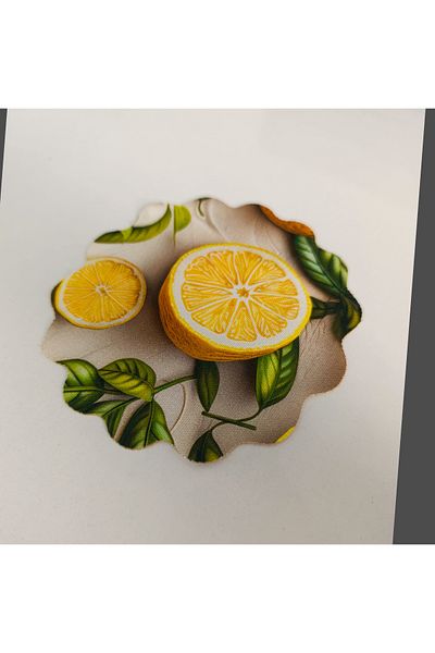 GALATATEKS Unprocessed Laser Cut 6 Pieces Lemon Patterned Cocktail Presentation Napkin