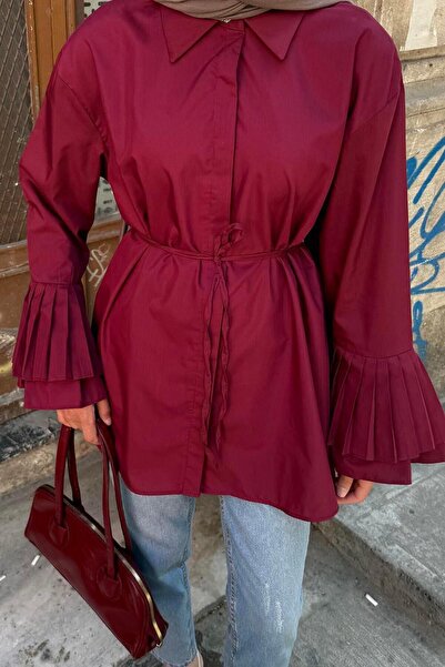 lamelif Πλισέ Μακρύ Πουκάμισο Claret Red