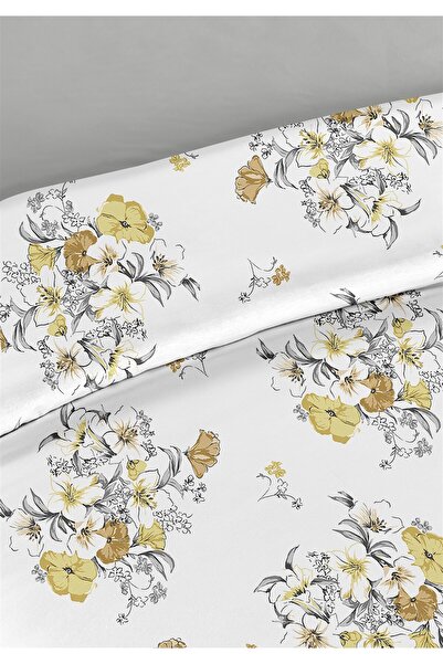 Evim Freesia 100% Cotton Double Duvet Cover Set 200X220Cm Mustard Gray