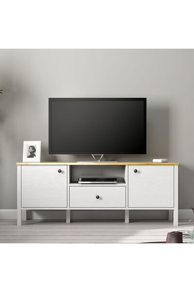 SSB Furniture Helen Tv Ünitesi - Beyaz / Safir Meşe - 58x35x150 cm