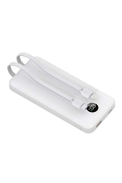porodo 10000mAh Power Bank with Built-in Type-C & Lightning Cables, 22.5W Power Delivery