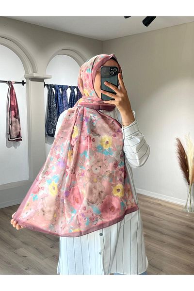Merwiss Flower Pattern Soft Dusty Rose Shawl