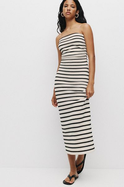 Pull & Bear Knit striped midi dress