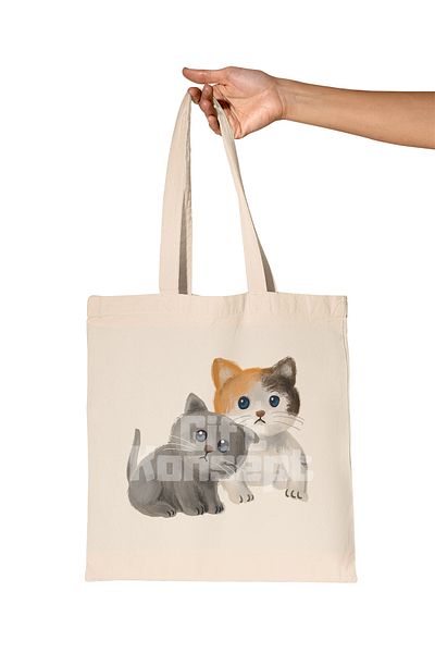 giftkonsept Innocent Cat Printed Gift Organic Raw Cloth Bag