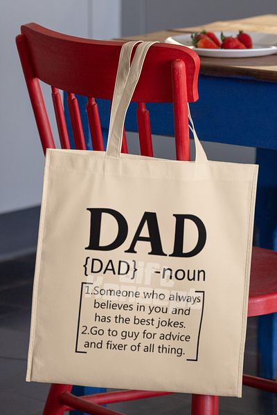 giftkonsept Dad Noun Printed Dad Definition Father's Day Printed Gift Organic Raw Cloth Bag