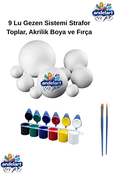 andelart Güneş Sistemi Maketi İçin 9 Lu Boyanabilir Strafor Top Seti Gezegenler Modeli Sıtrafor Köpük Küre