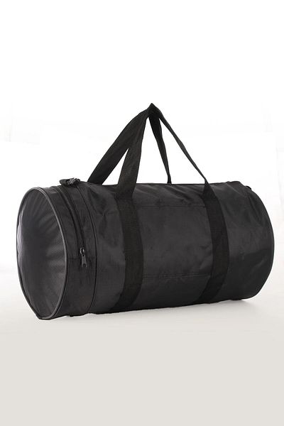 KAFF Black Water Resistant Fabric Fitness Travel Cylinder Duffel Bag with Shoulder Strap