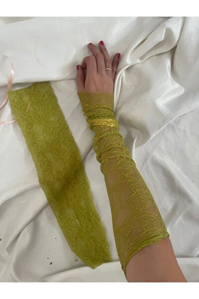 Nurcanilirboutique Fıstık yeşil eldiven kolluk