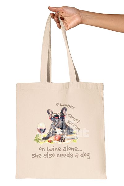 giftkonsept She Lived with Her Dog Dog Lover Printed Gift Organic Raw Cloth Bag