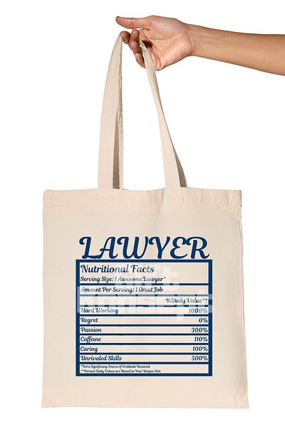 giftkonsept Lawyer Nutrition Facts Printed Lawyer Gift Organic Raw Cloth Bag