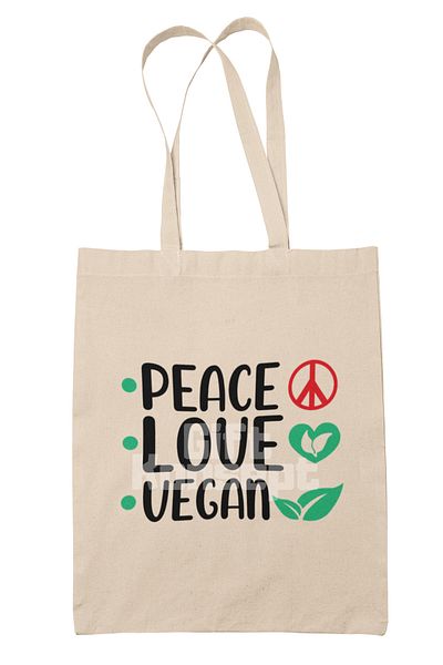 giftkonsept Peace Love Veganism Printed Gift Organic Raw Cloth Bag
