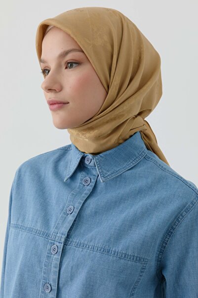 Tuğba Floral Jakar Nida Naturel Eşarp - Safran