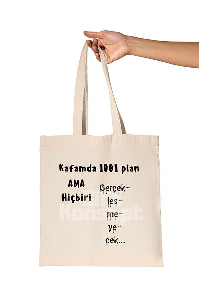 giftkonsept 1001 Plan No:1 Printed Gift Organic Raw Cloth Bag on My Head