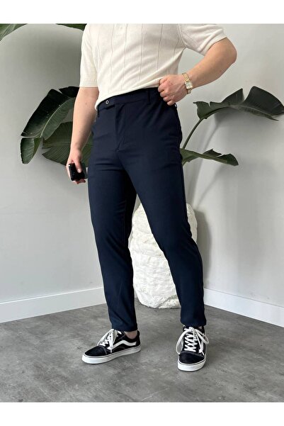 KHAYN ERKEK SLİM FİT İTALYAN KESİM KEMERLİ NORMAL BEL KUMAŞ PANTALON KHKP2048