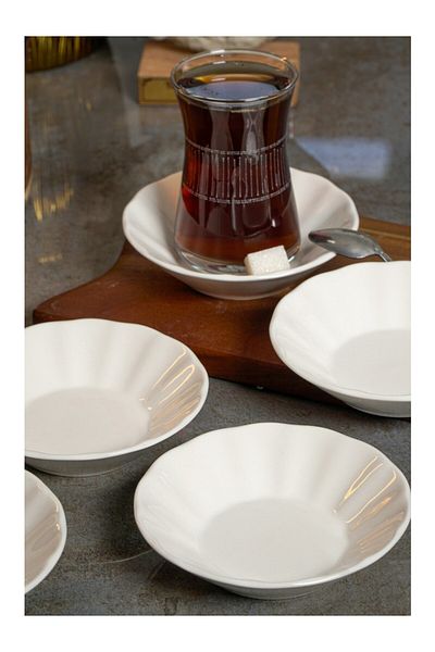 HOMTİVA Acem 6-Piece 11 cm Porcelain Tea Plate Off White