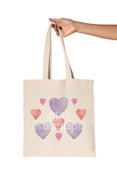 giftkonsept Colorful Minimal Hearts Printed Gift Organic Raw Cloth Bag