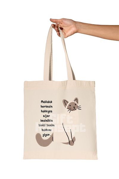 giftkonsept If Happiness Is Everyone's Right, One Person Eats My Right Printed Gift Organic Raw Cloth Bag
