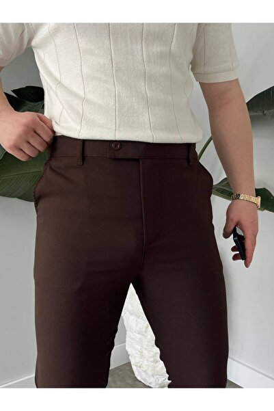 KHAYN ERKEK SLİM FİT İTALYAN KESİM KEMERLİ NORMAL BEL KUMAŞ PANTALON KHKP2048