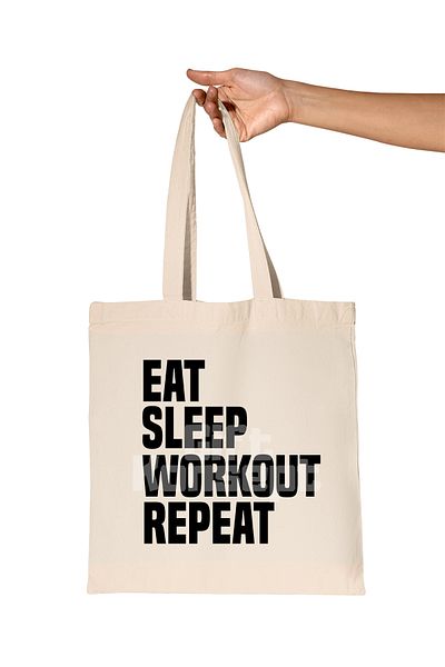 giftkonsept Eat Sleep Workout Repeat Printed Gift Organic Raw Cloth Bag