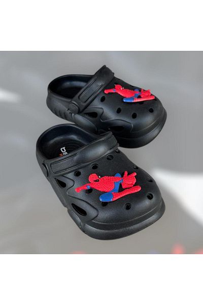 AkınalBella Boy's Spiderman Sticker Soft Sole Closed Front Slippers Sandals