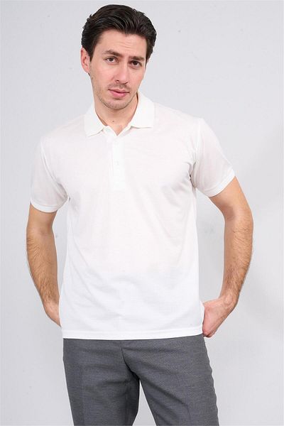 Çetinkaya Chester Polo 3797 Men's Polo Neck 30/1 Pique T-Shirt Cream