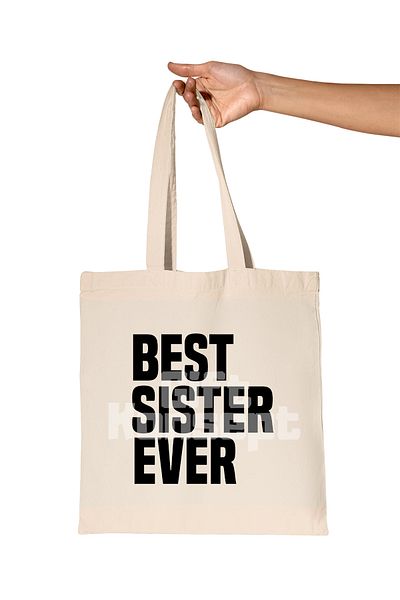giftkonsept Best Sister Ever Printed Big Sister Sister Gift Organic Raw Cloth Bag
