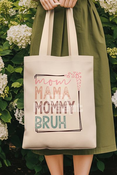 giftkonsept Mama Mommy Bruh Funny Mom Mother's Day Printed Gift Organic Raw Cloth Bag