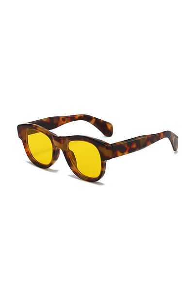 Toz Vintage Zileya Leopard Frame Yellow Glass Vintage & Retro Unisex Sunglasses