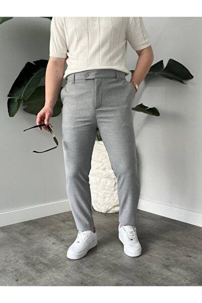 KHAYN ERKEK SLİM FİT İTALYAN KESİM KEMERLİ NORMAL BEL KUMAŞ PANTALON KHKP2048