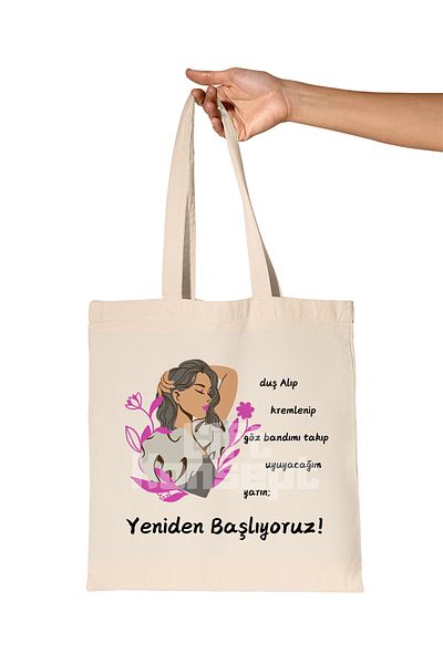 giftkonsept Tomorrow We Start Again Printed Gift Organic Raw Cloth Bag