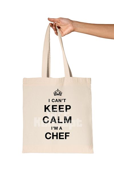 giftkonsept Keep Calm Chef Printed Chef Organic Raw Cloth Bag
