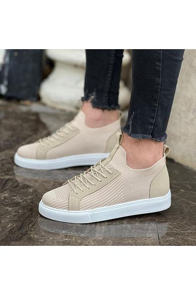 WENMİNG Original Tricot Shoes Orthopedic Sole Beige