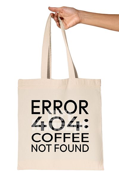 giftkonsept Error 404 Not Coffee Printed Software Developer Organic Raw Cloth Bag