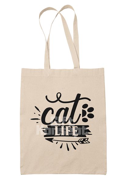 giftkonsept Cat Life Themed Cat Life Cat Lover Printed Gift Organic Raw Cloth Bag