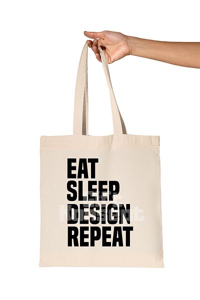 giftkonsept Eat Sleep Design Repeat Printed Gift Organic Raw Cloth Bag