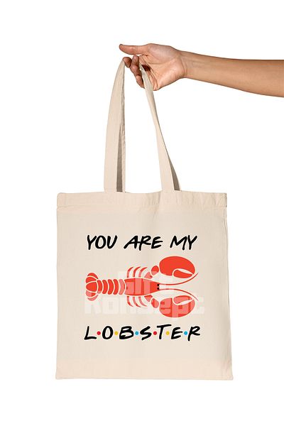 giftkonsept You Are My Lobster Printed Friends Organic Raw Cloth Bag