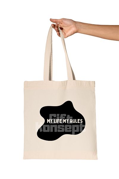 giftkonsept My Life My Rules Printed Gift Organic Raw Cloth Bag