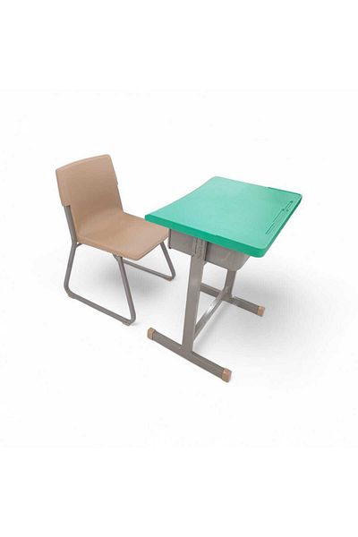 concent Green fiberglass and metal student study table