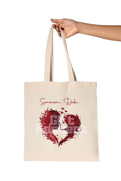 giftkonsept Forever Printed Romantic Gift Organic Raw Cloth Bag