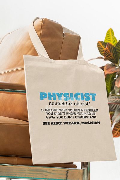 giftkonsept Physicist Noun Definition Printed Physicist Printed Gift Organic Raw Cloth Bag